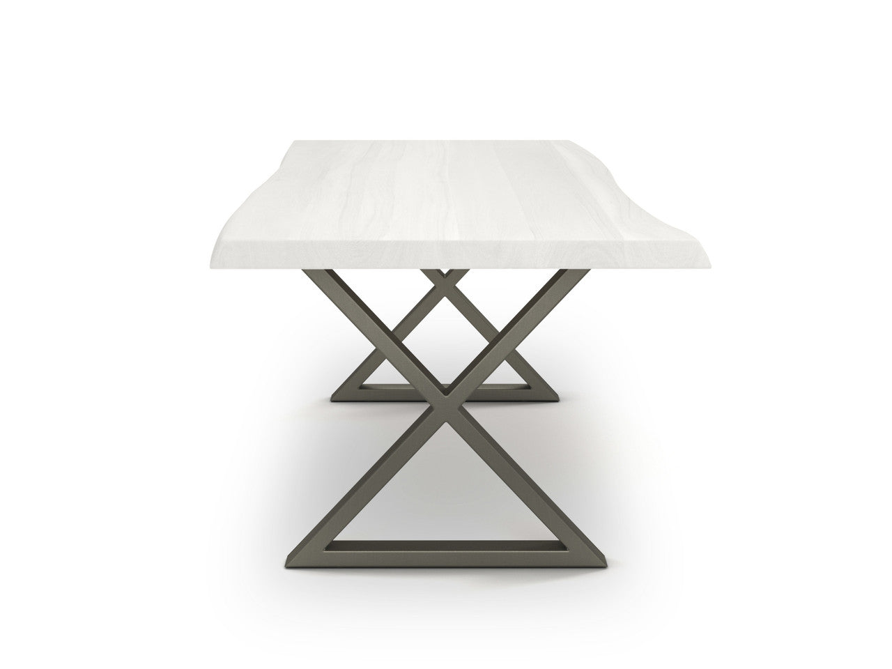 Brooks - Dining Table - X Base - 40" x 79" - White Wash Top - Pewter Base