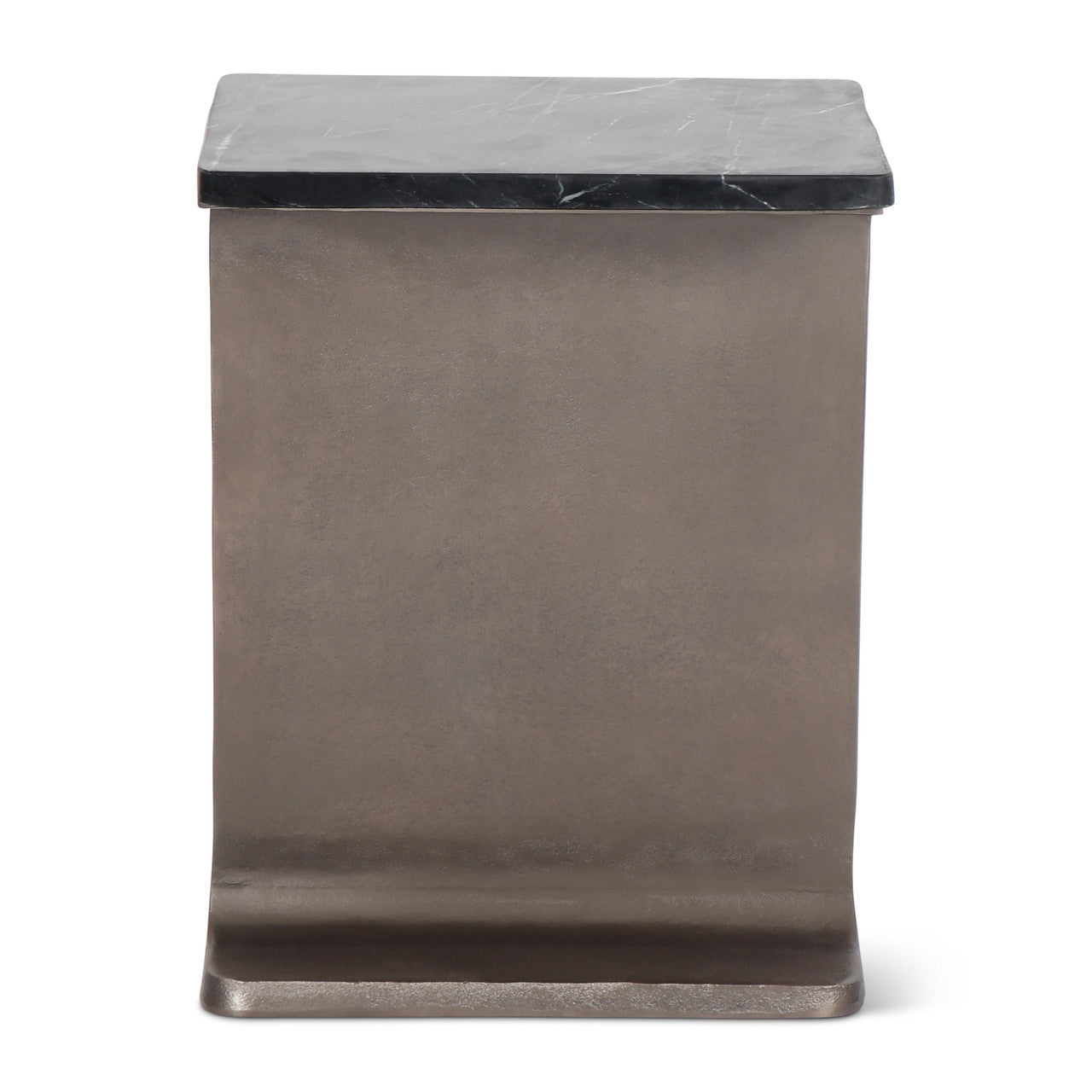 Marbelle - I-Beam Marble Side Table - Fantasy Black/Bronze Finish