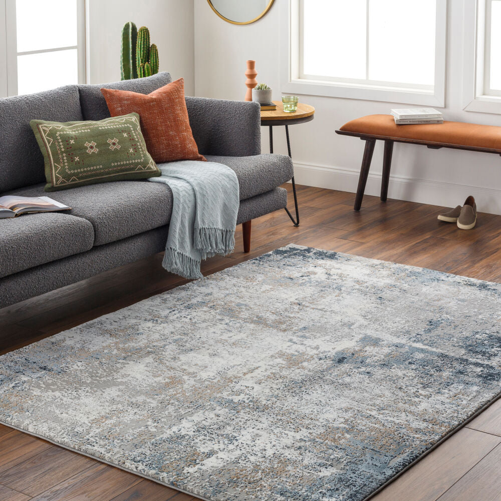Allegro Plus Amber/Teal Machine Woven Rug - roomscene