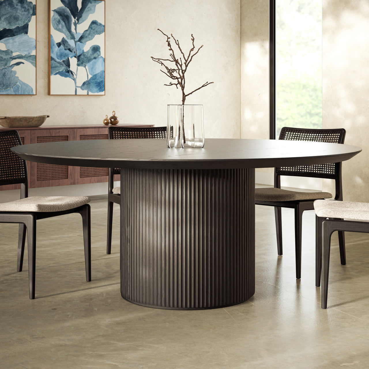 Modern Brazilian - Atenas - Round Dining Table - Ebano Frame