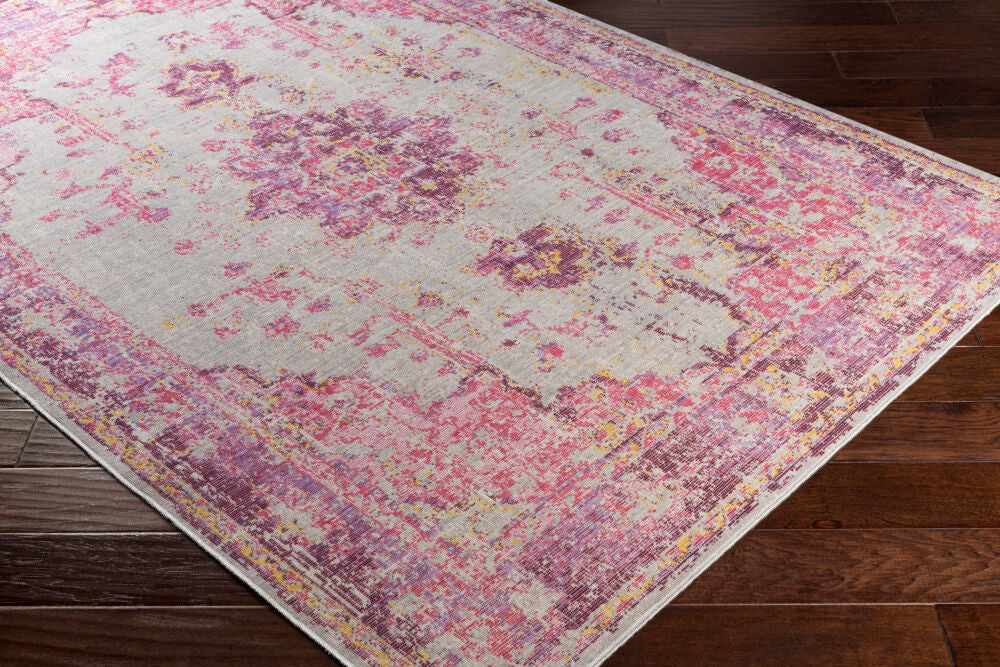 Antioch Gray/Yellow Machine Woven Rug - corner