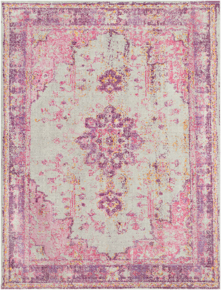Antioch Gray/Yellow Machine Woven Rug - 2' x 2'11"