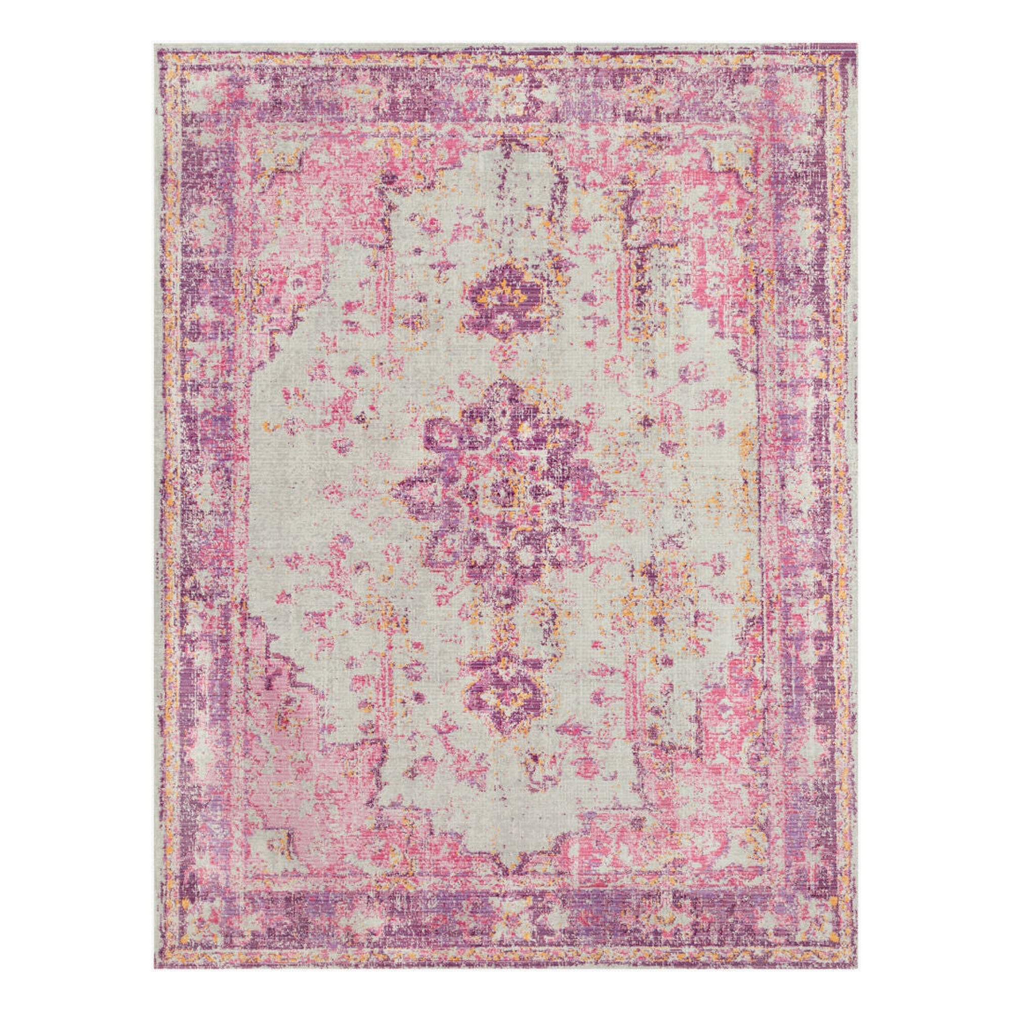 Antioch Gray/Yellow Machine Woven Rug - 2' x 2'11"