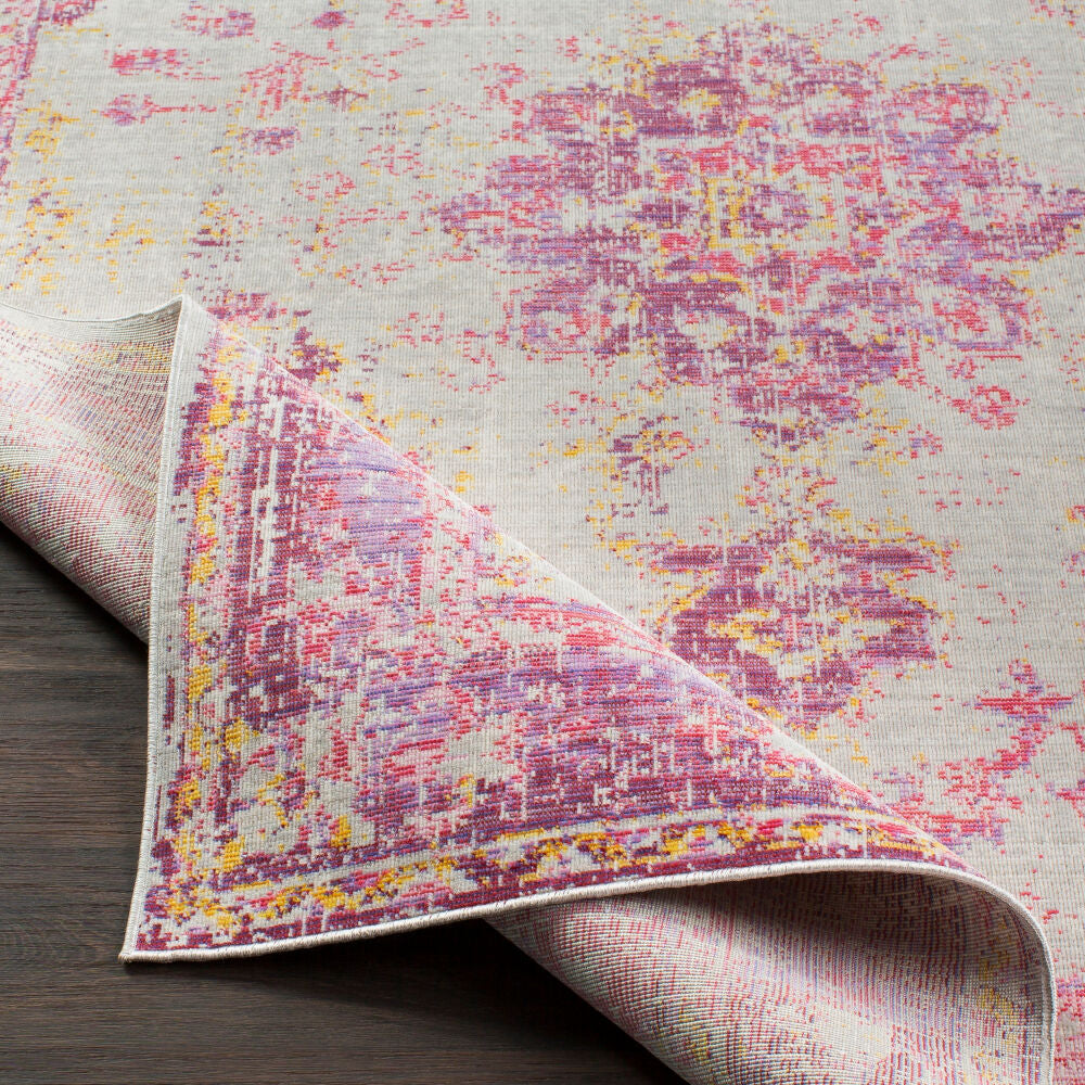 Antioch Gray/Yellow Machine Woven Rug - fold