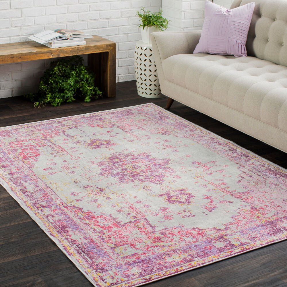 Antioch Gray/Yellow Machine Woven Rug - roomscene