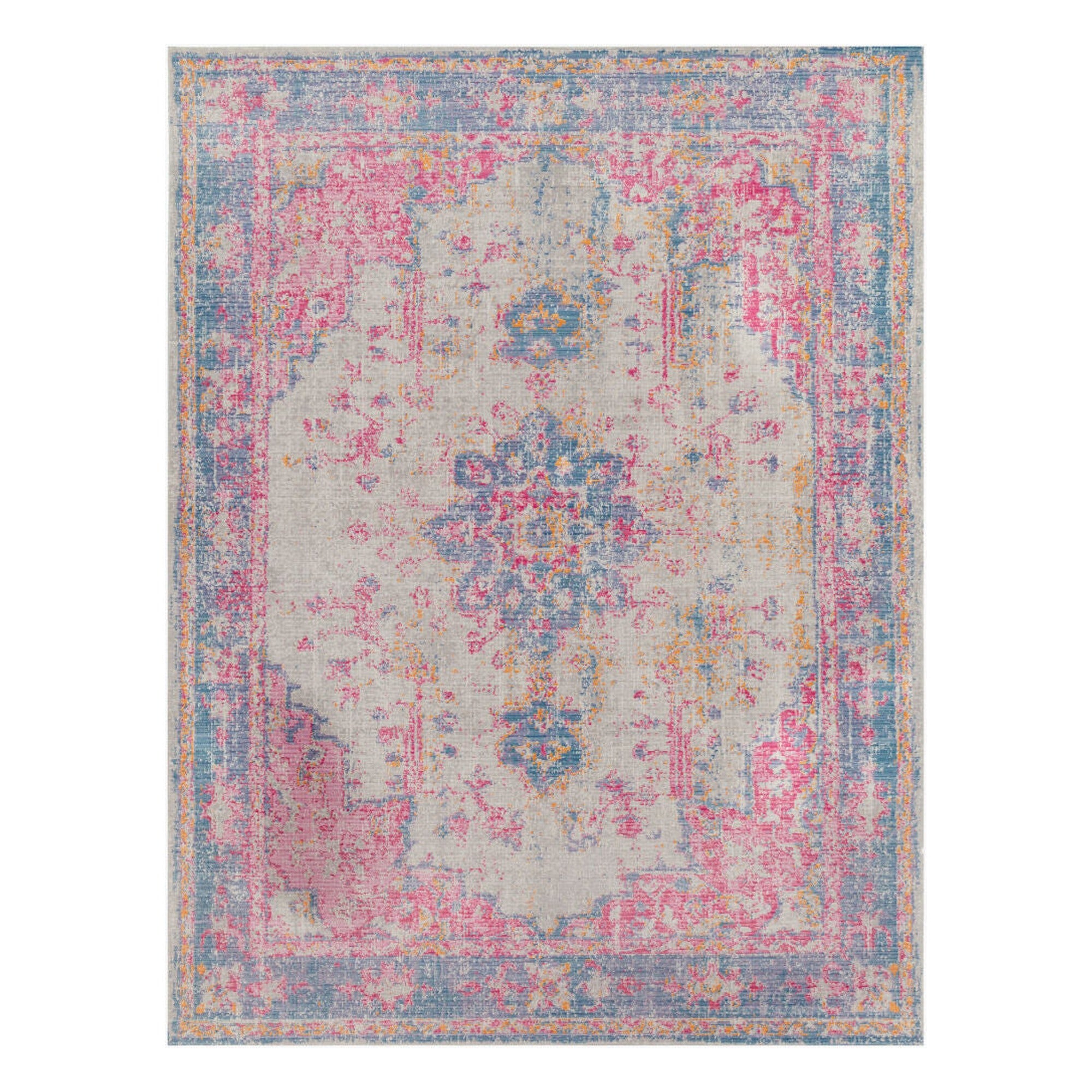 Antioch Burgundy/Yellow Machine Woven Rug - 2' x 2'11"
