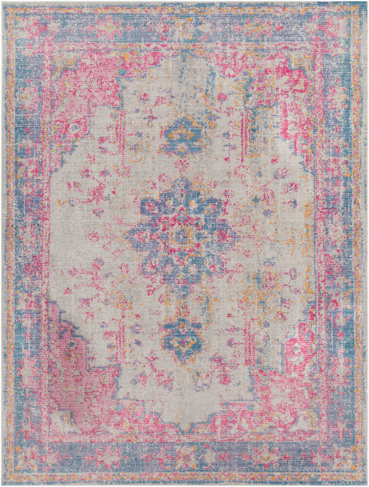 Antioch Burgundy/Yellow Machine Woven Rug - 2' x 2'11"