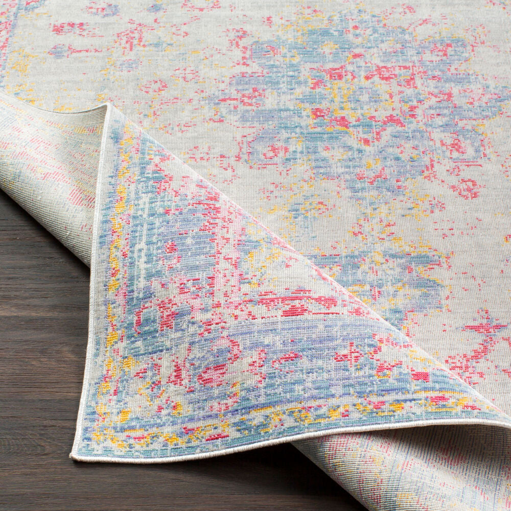 Antioch Burgundy/Yellow Machine Woven Rug - fold