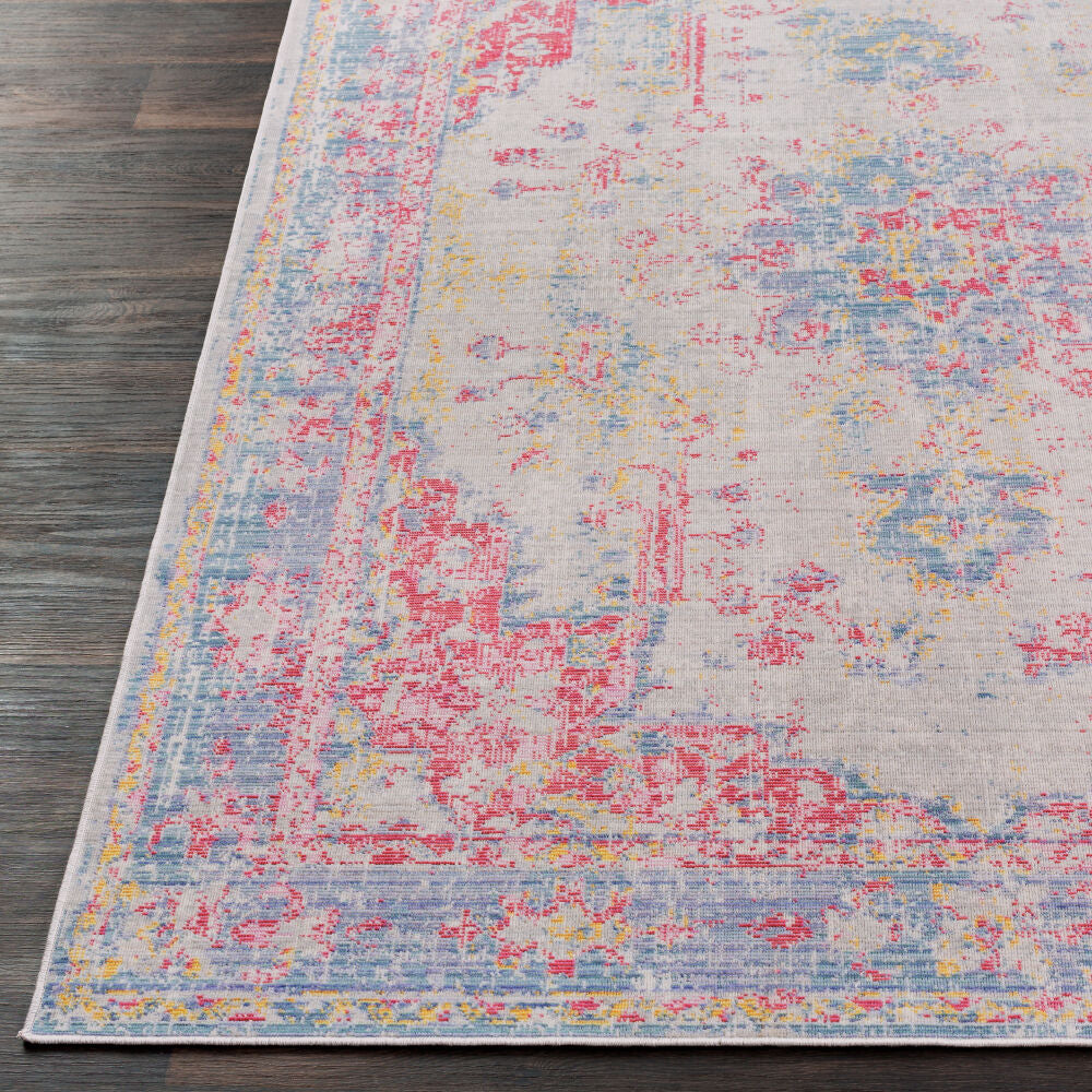 Antioch Burgundy/Yellow Machine Woven Rug - front