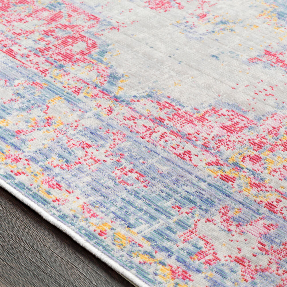 Antioch Burgundy/Yellow Machine Woven Rug - texture