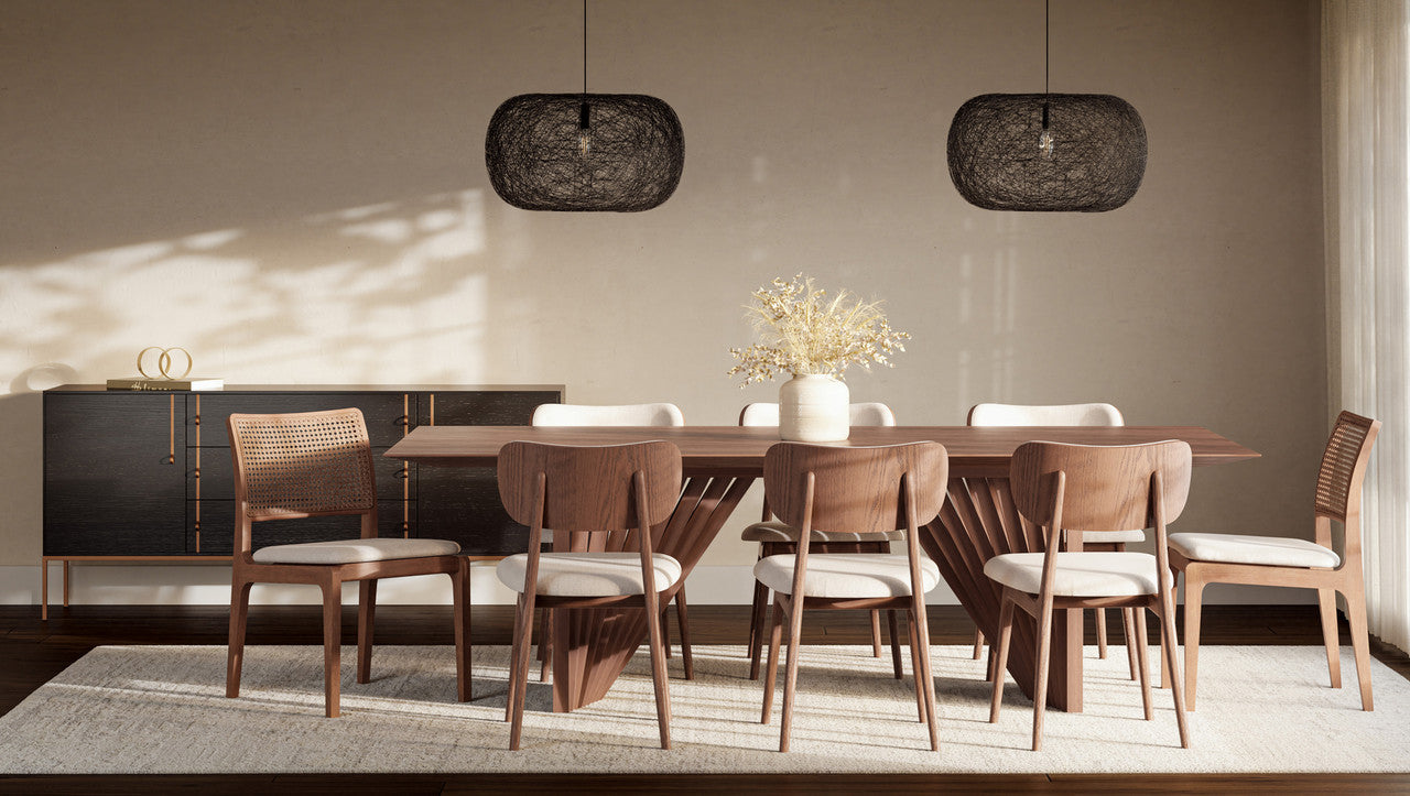 Modern Brazilian - Claudia Side Chair - Harvest Natural Upholstery - Nogal Frame