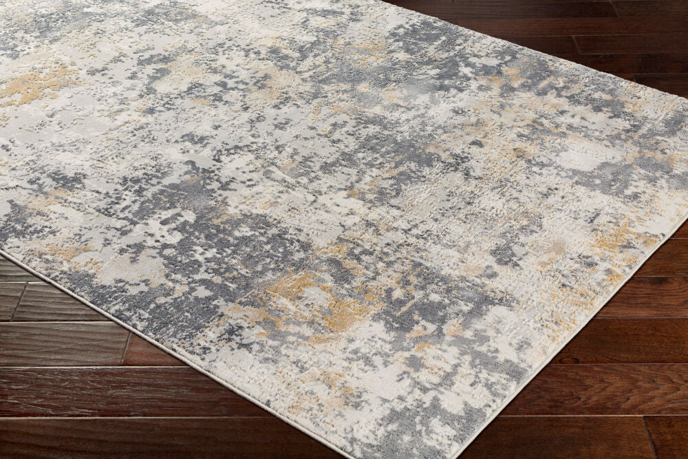 Aisha Charcoal/Mustard Machine Woven Rug AIS-2303 - corner