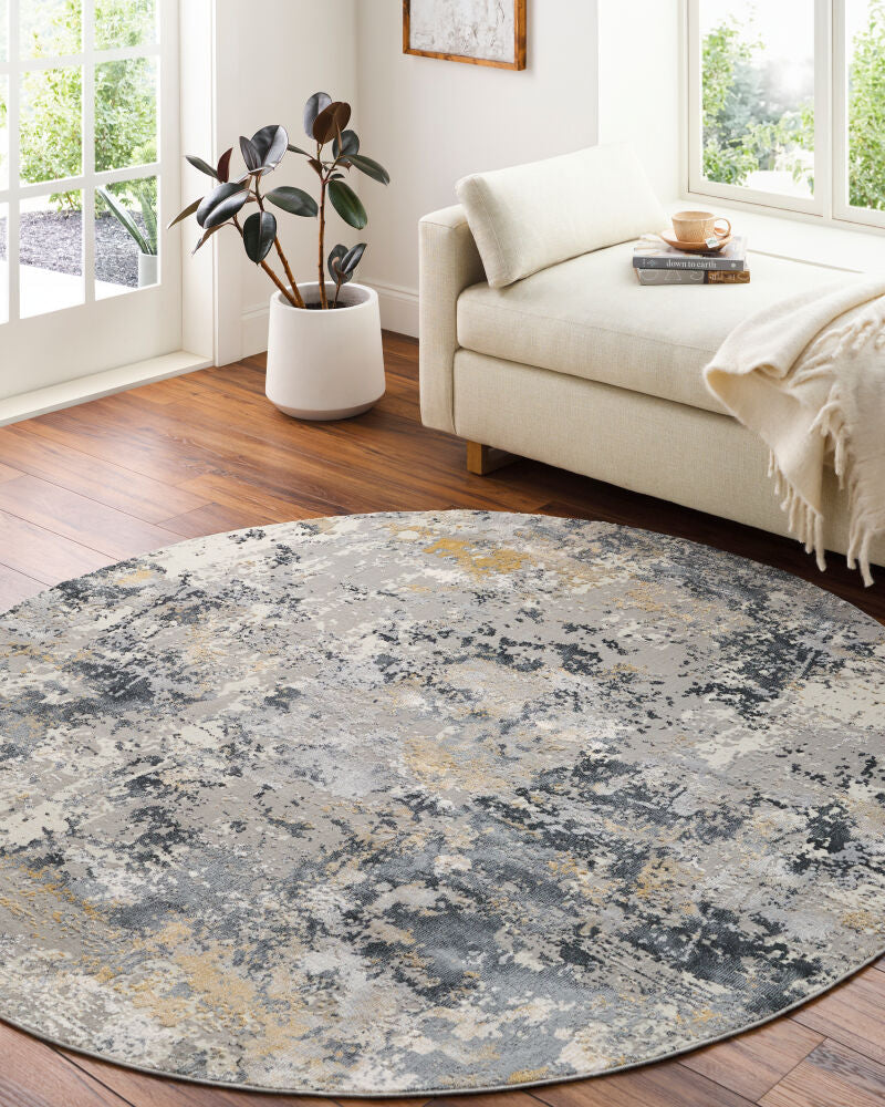 Aisha Charcoal/Mustard Machine Woven Rug AIS-2303 - roomscene