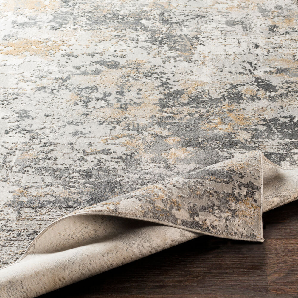 Aisha Charcoal/Mustard Machine Woven Rug AIS-2303 - fold