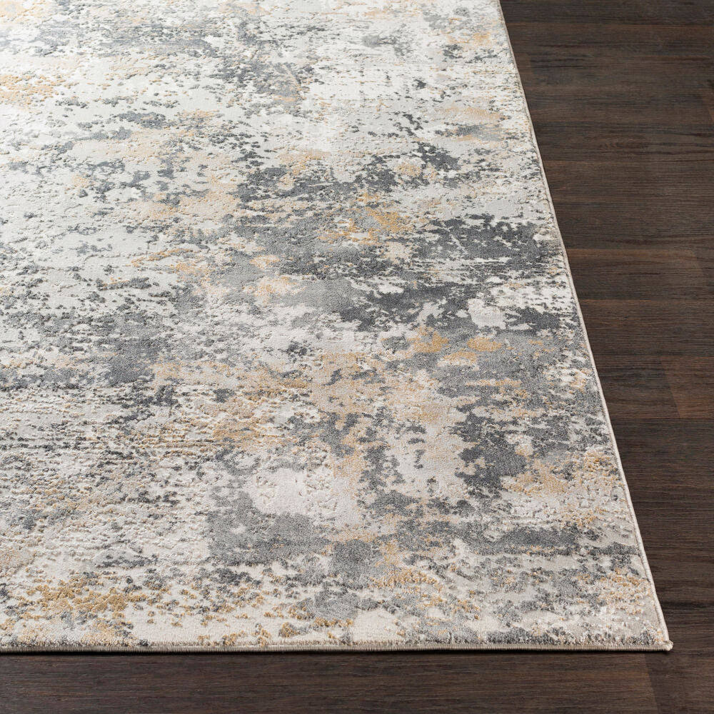 Aisha Charcoal/Mustard Machine Woven Rug AIS-2303 - front