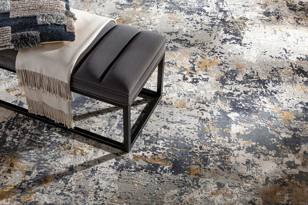 Aisha Charcoal/Mustard Machine Woven Rug AIS-2303 - styleshot