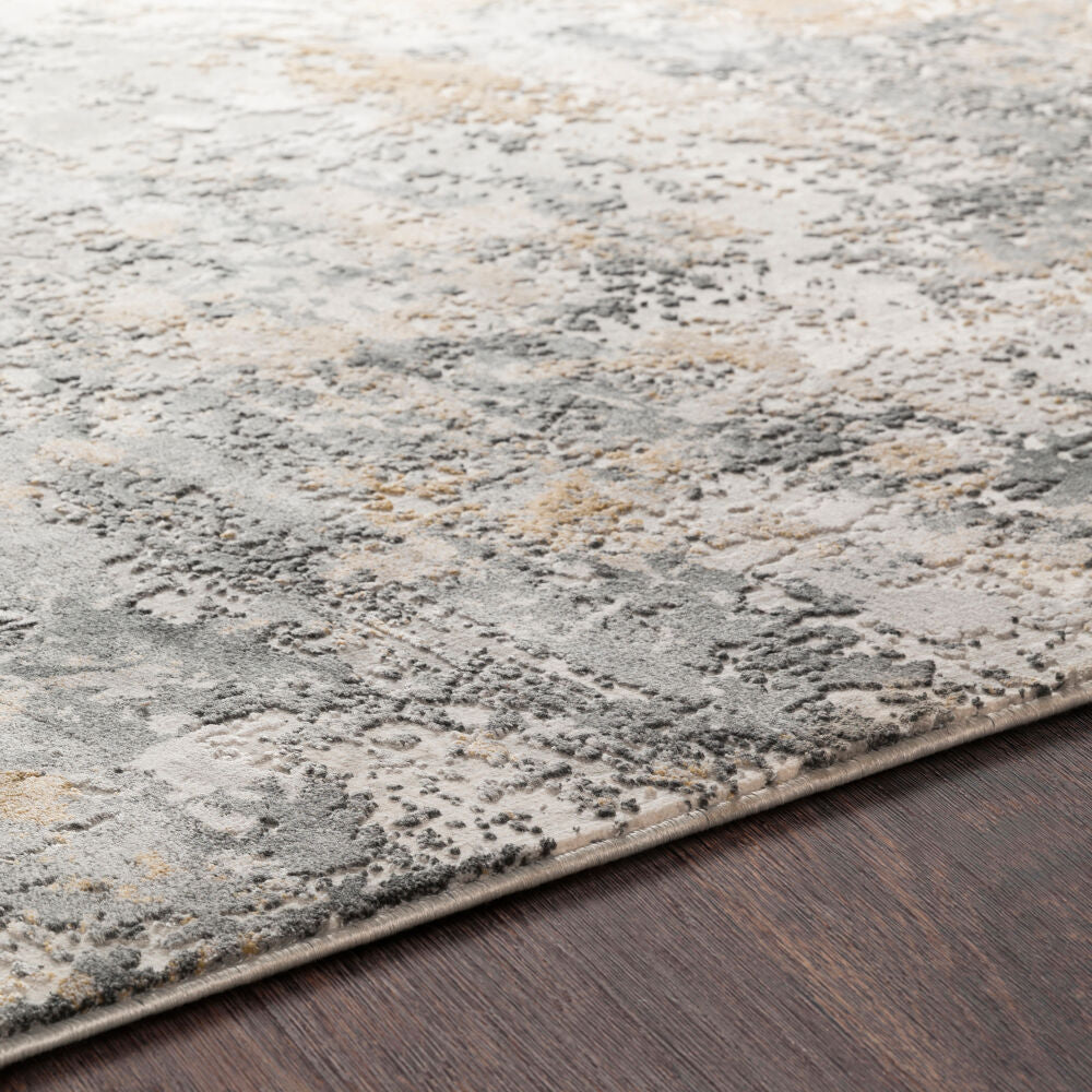 Aisha Charcoal/Mustard Machine Woven Rug AIS-2303 - texture