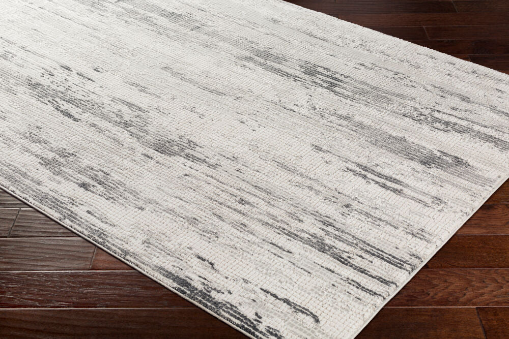 Aisha Charcoal/Off-White Machine Woven Rug - corner