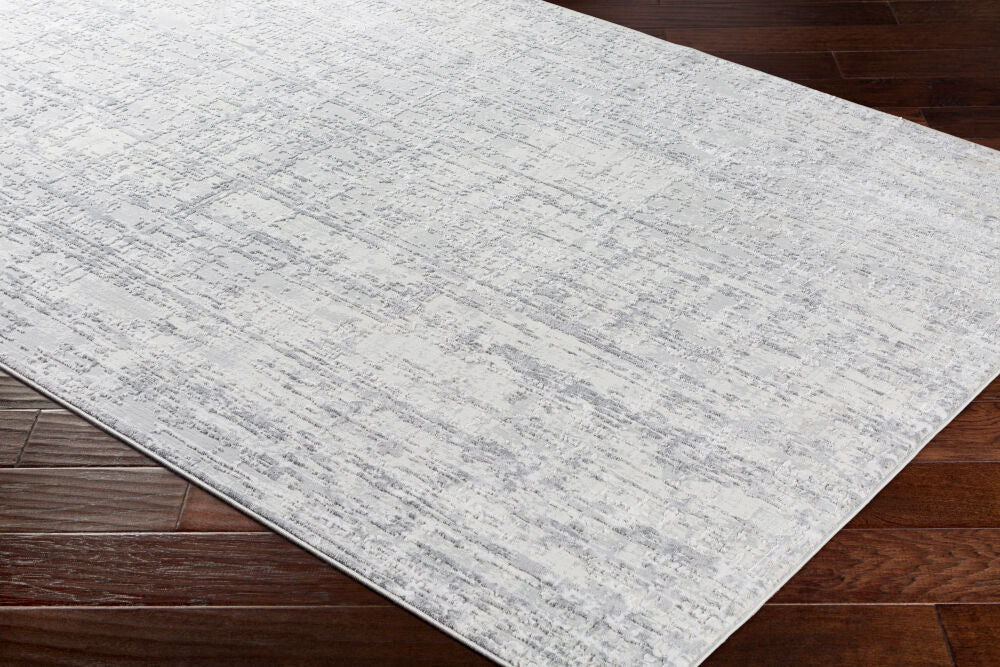 Aisha Gray/Off-White Machine Woven Rug AIS-2305 - corner