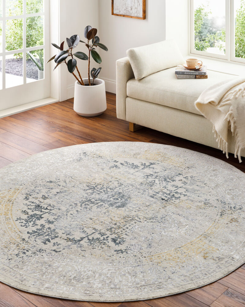 Aisha Charcoal/Mustard Machine Woven Rug AIS-2308 - roomscene