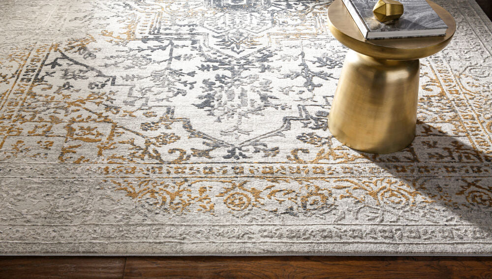 Aisha Charcoal/Mustard Machine Woven Rug AIS-2308 - styleshot
