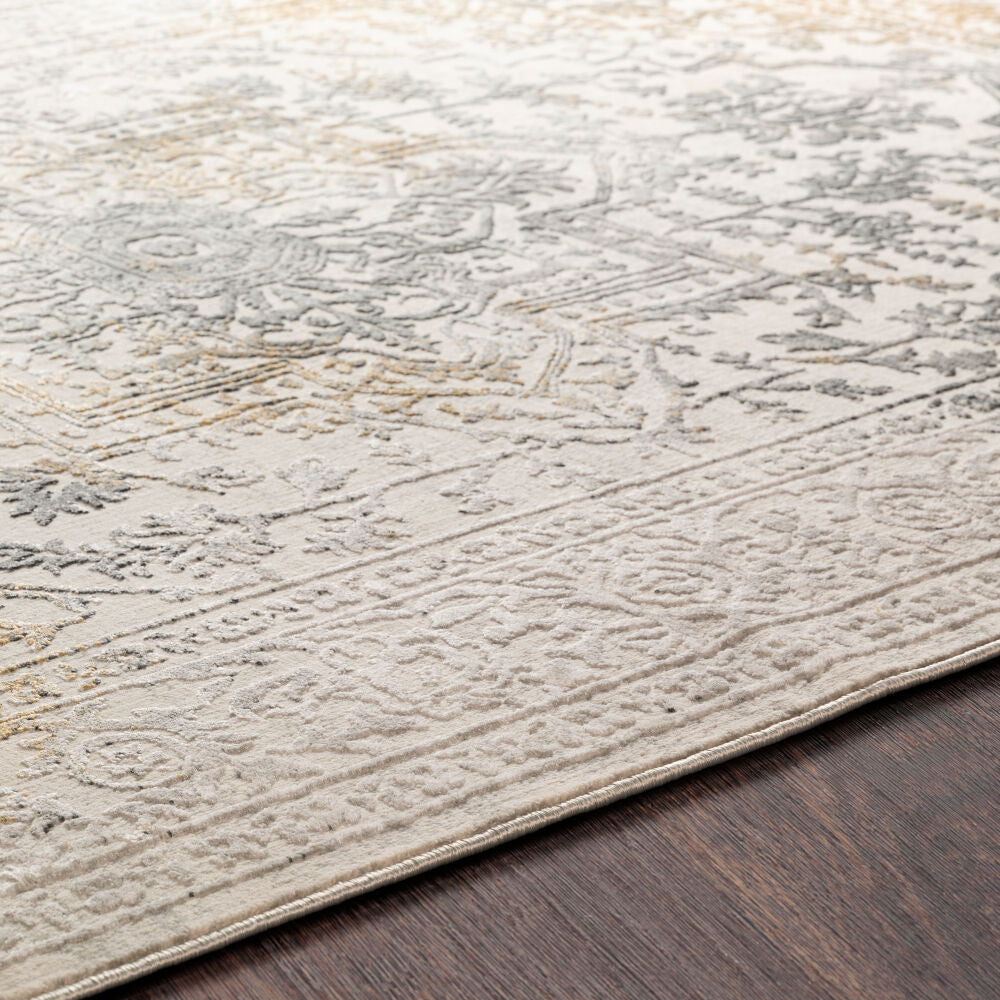 Aisha Charcoal/Mustard Machine Woven Rug AIS-2308 - texture