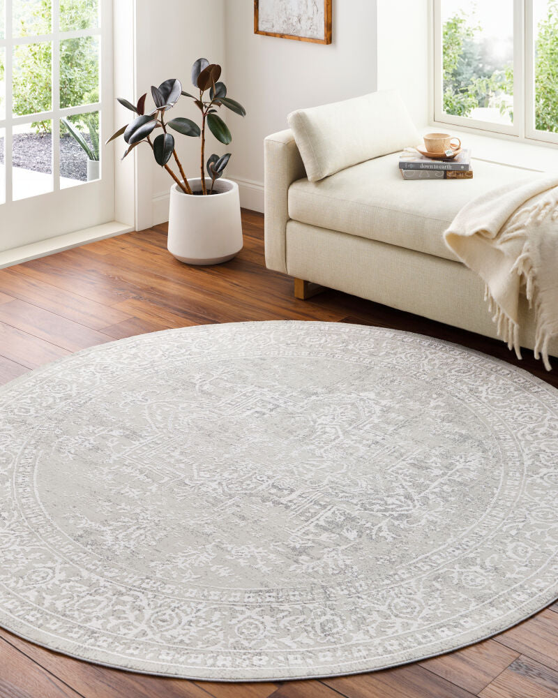 Aisha Gray/Off-White Machine Woven Rug AIS-2309 - roomscene