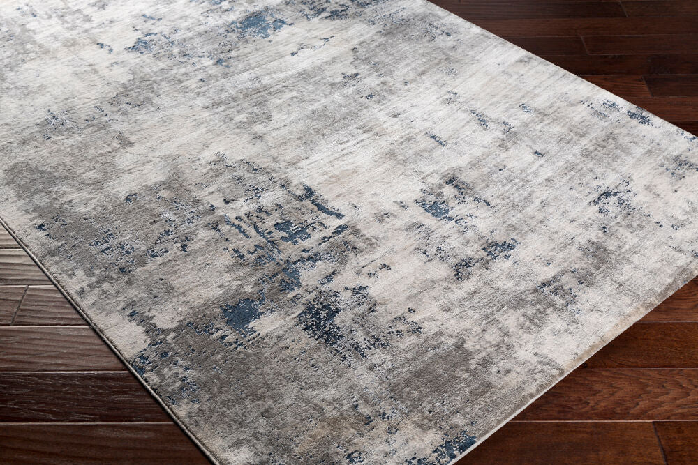 Aisha Blue/Off-White Machine Woven Rug - corner