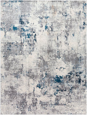 Aisha Blue/Off-White Machine Woven Rug - 2' x 2'11"