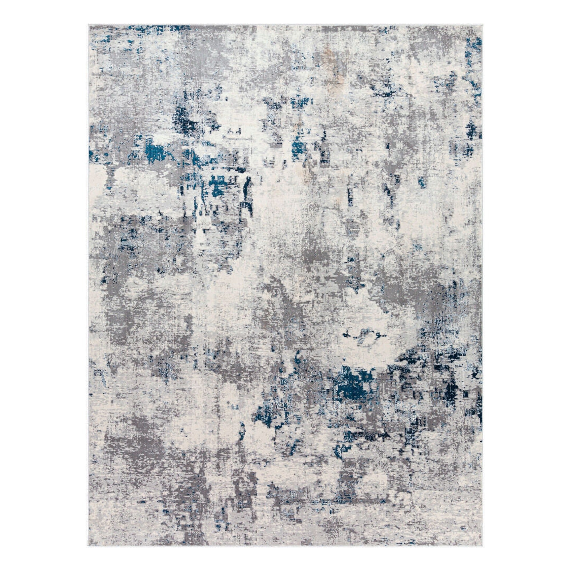 Aisha Blue/Off-White Machine Woven Rug - 2' x 2'11"
