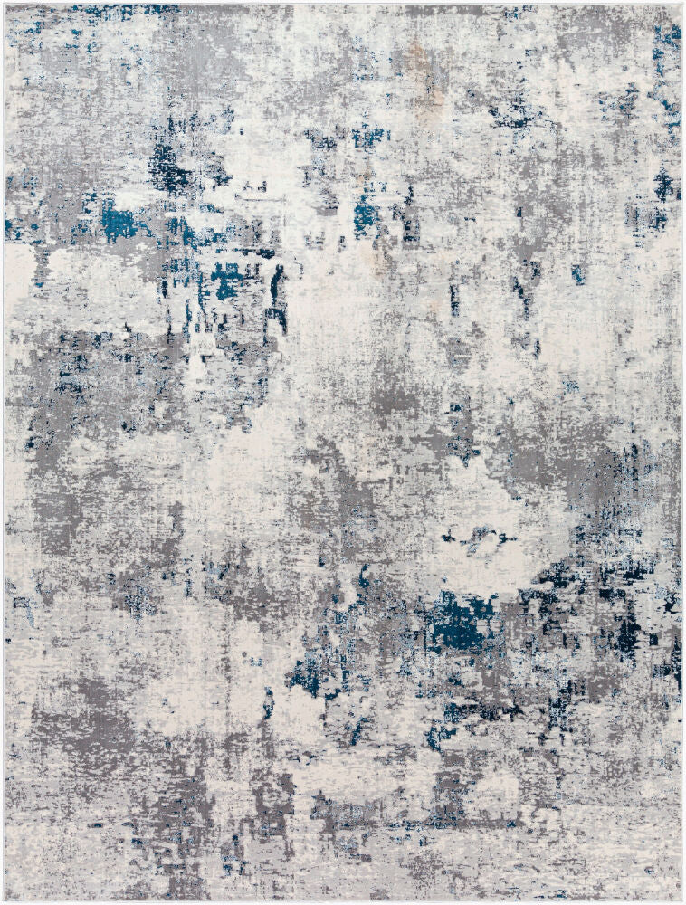Aisha Blue/Off-White Machine Woven Rug - 2' x 2'11"