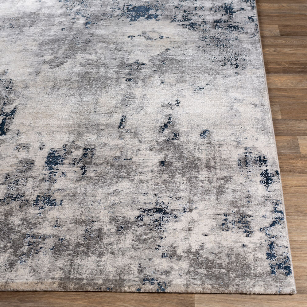 Aisha Blue/Off-White Machine Woven Rug - front