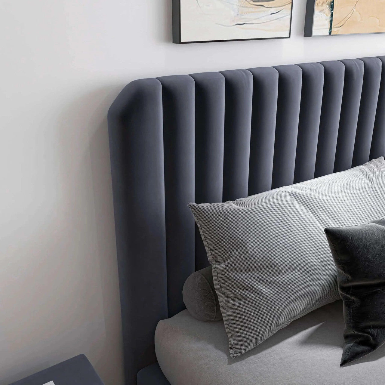 Bethany Velvet Upholstered Platform Bed Queen - Grey