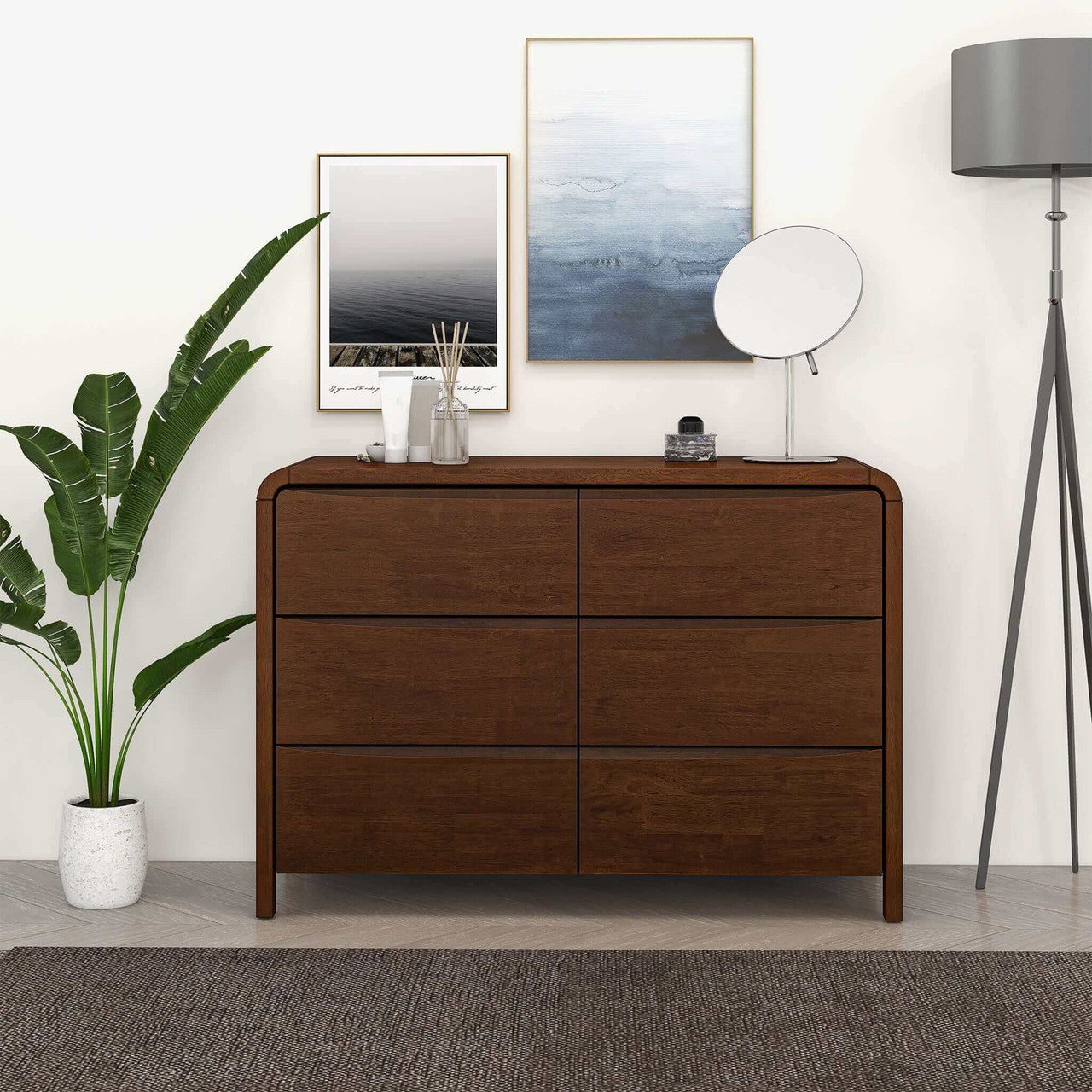 solid wood 6 drawer dresser Lionel Mid Century Modern Solid Wood 6-Drawer Dresser| Zin Home – zinhome