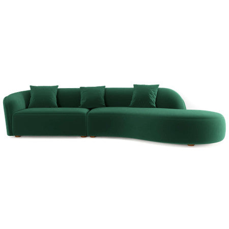 Elijah Japandi Style Curvy Sectional Sofa 126" - Green - 126"
