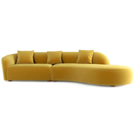 Elijah Japandi Style Curvy Sectional Sofa 126" - Yellow - 126"