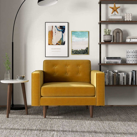 Casey  Gold Velvet Lounge Chair - 37.5"
