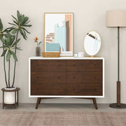 Caroline Mid-Century Modern White Dresser 6 Drawer