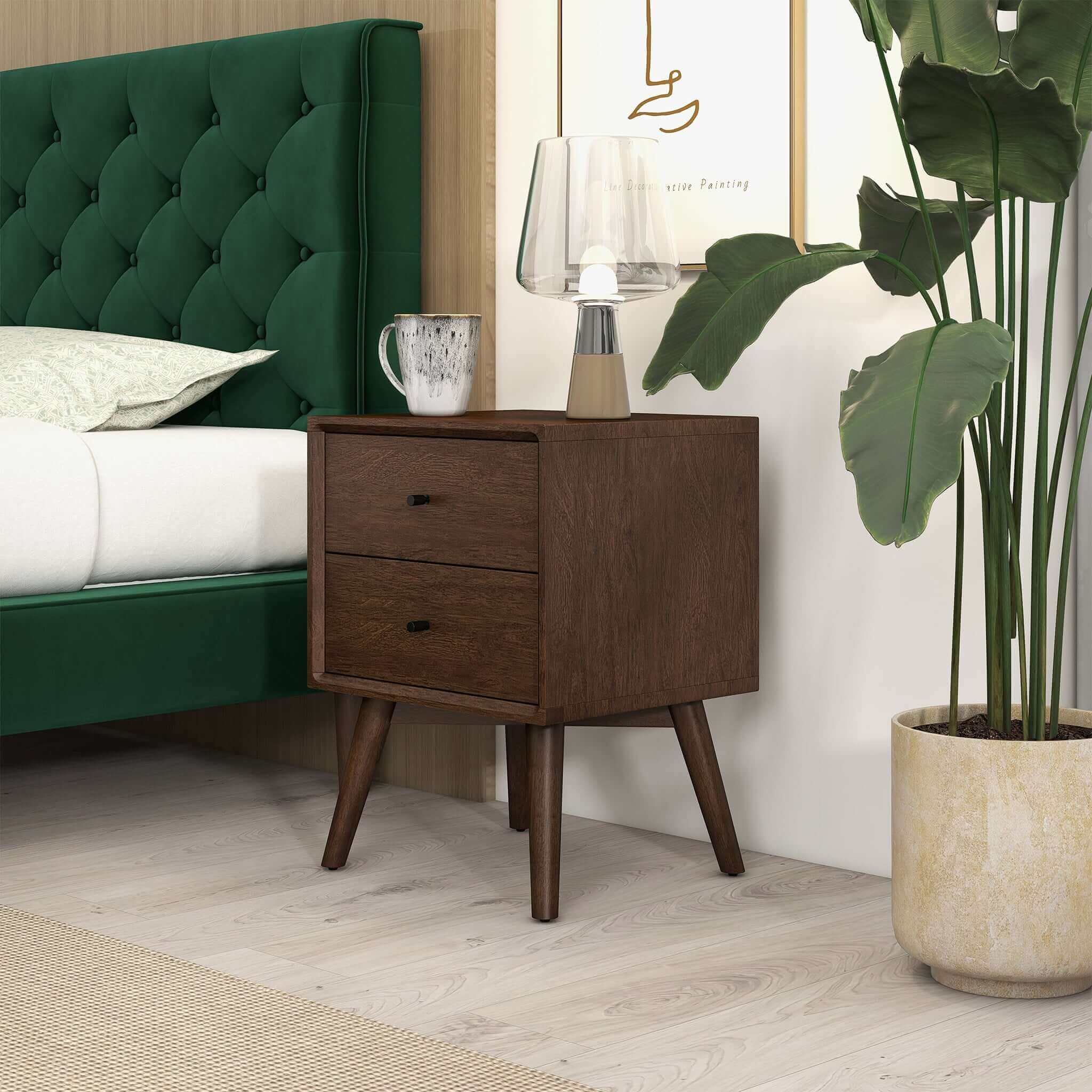 Caroline Walnut Night Stand 2-Drawer