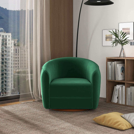 Elise Mid Century Modern Dark Green Velvet Swivel Chair - 34.2"