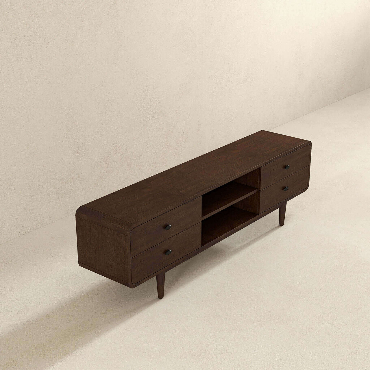 Alexa Mid Century Modern Style TV Stand - Brown