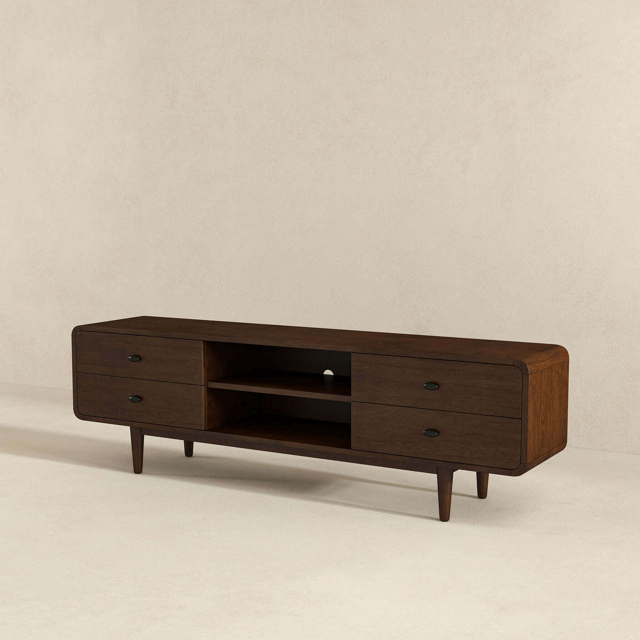 Alexa Mid Century Modern Style TV Stand - Brown