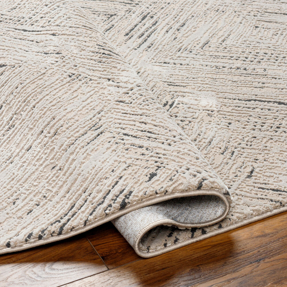 Alder Black/Taupe Machine Woven Rug - fold