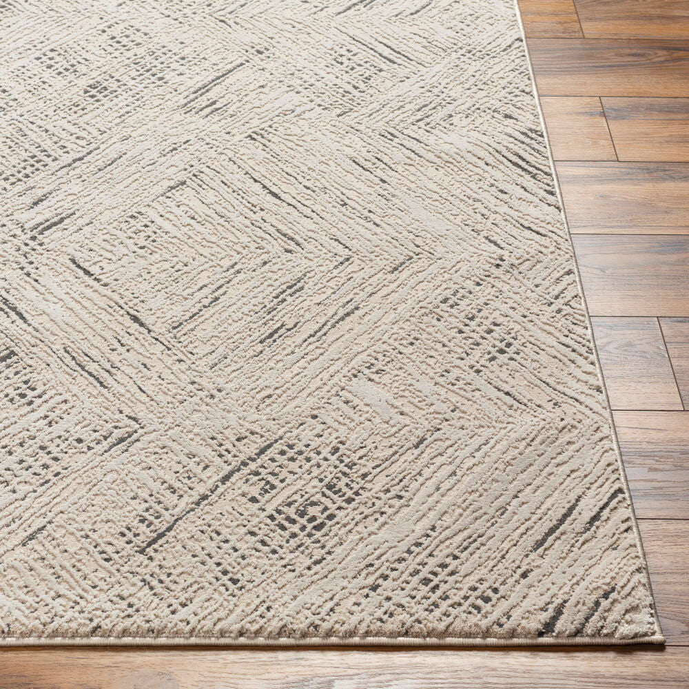 Alder Black/Taupe Machine Woven Rug - front