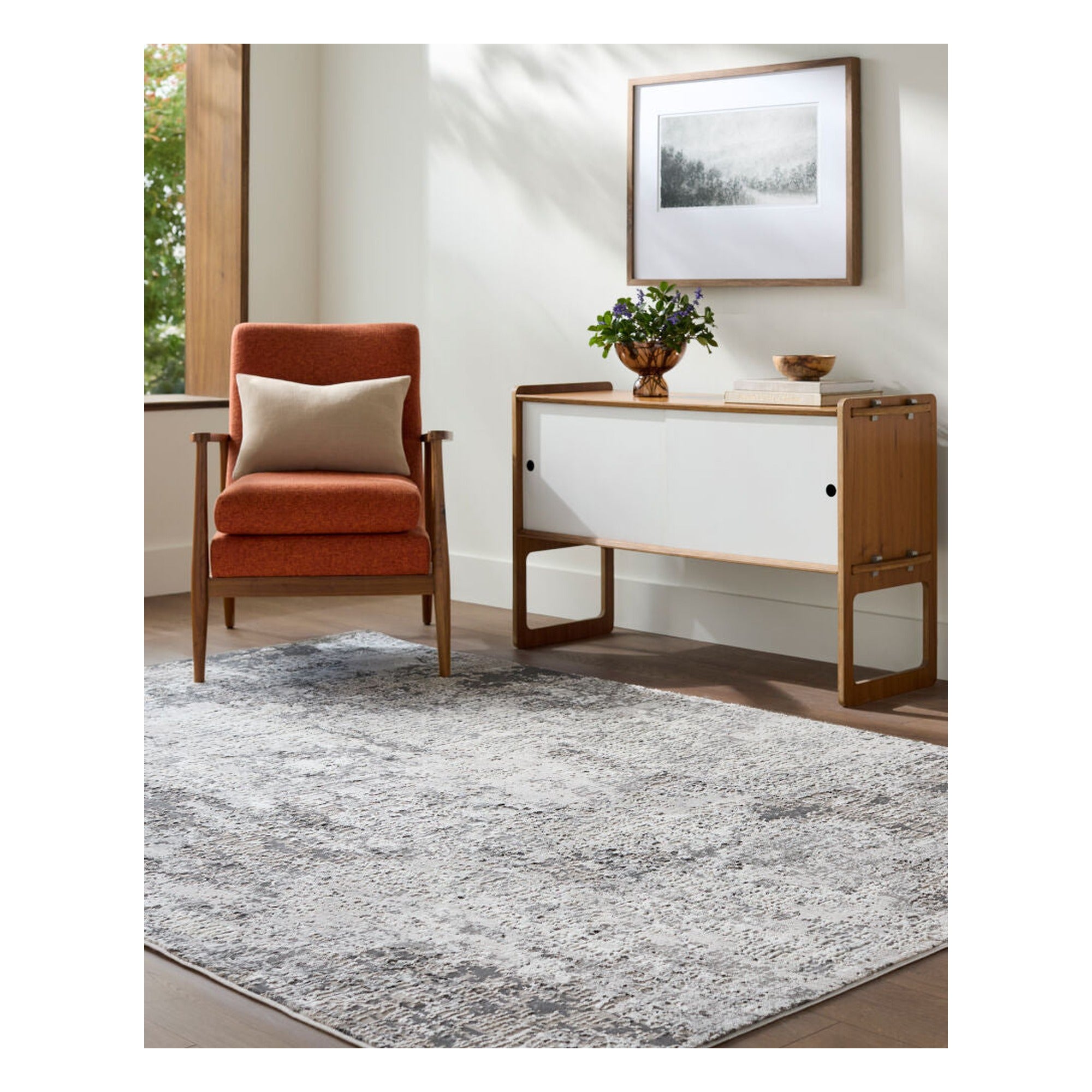 Alder Charcoal/Taupe Machine Woven Rug ALD-2319 - roomscene