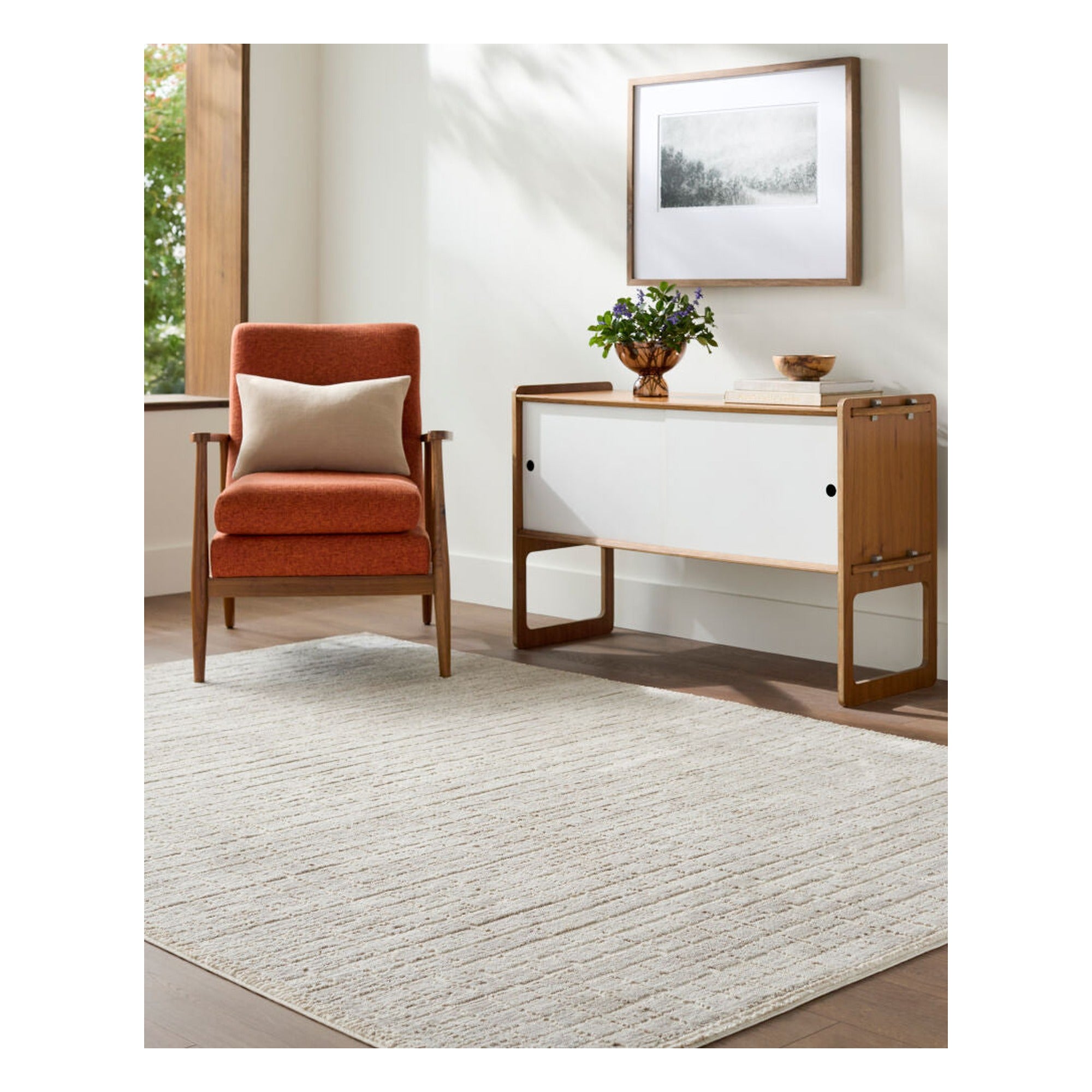 Alder Cream/Taupe Machine Woven Rug ALD-2322 - roomscene