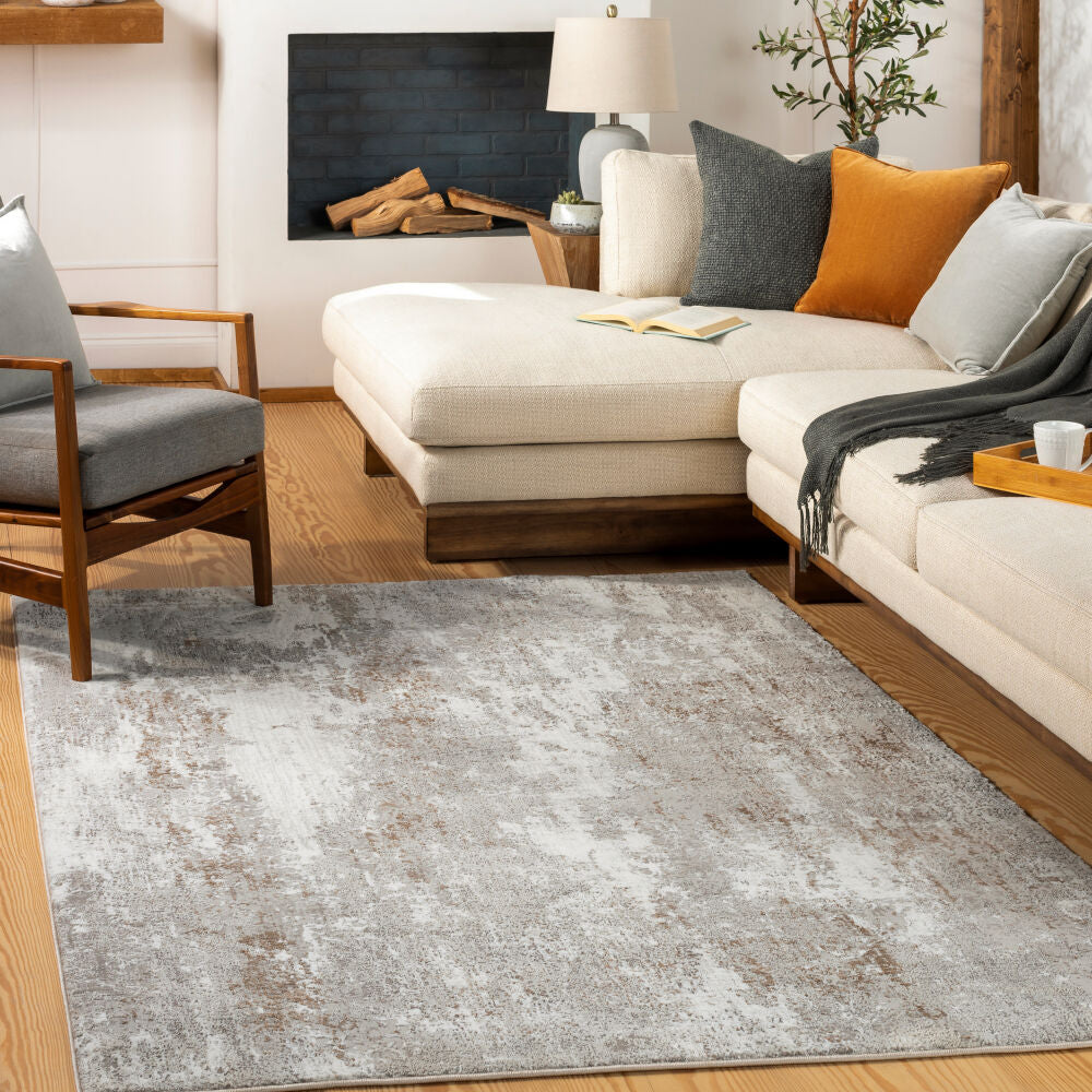 Allegro Charcoal/Tan Machine Woven Rug ALG-2304 - roomscene