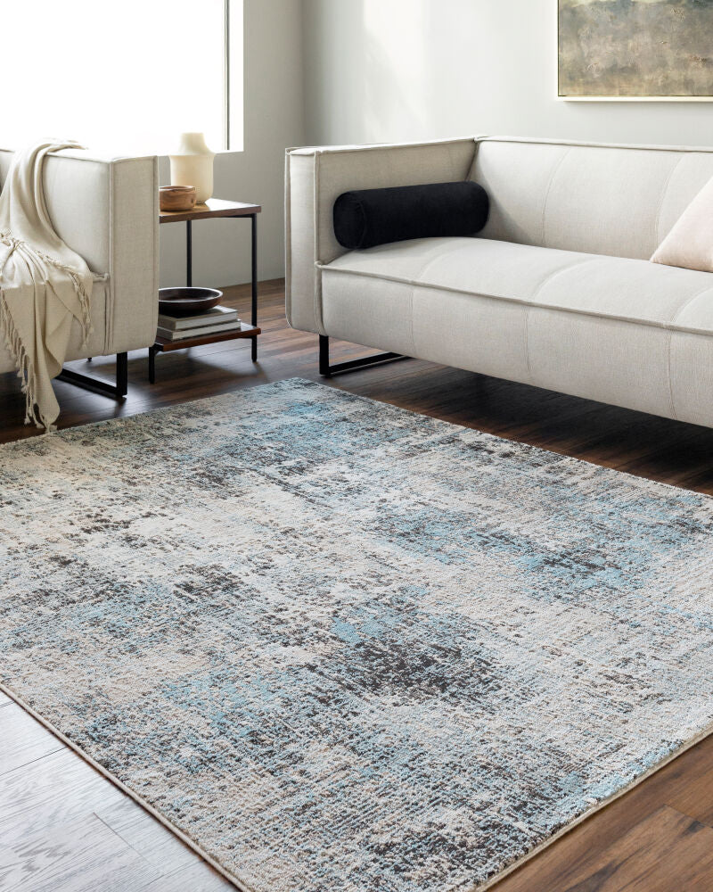 Allegro Blue/Tan Machine Woven Rug - roomscene
