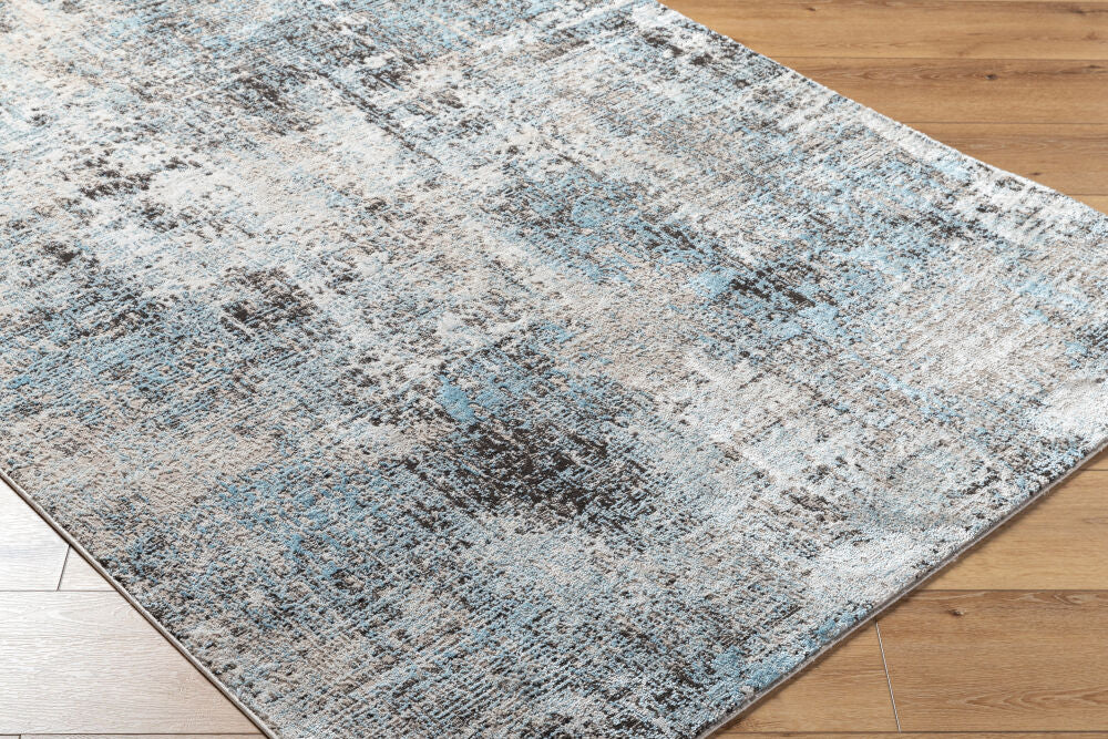 Allegro Blue/Tan Machine Woven Rug - corner