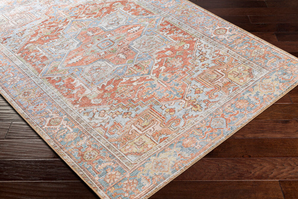 Alanya Brown/Sage Machine Woven Rug - corner